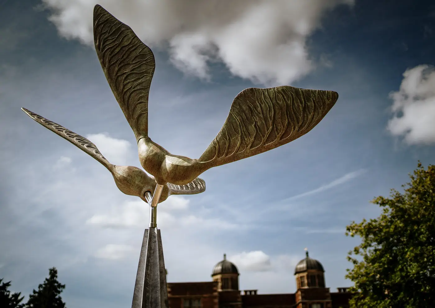 A fine sculpture in the grounds outside Doddington Hall, Lincolnshire on Amy and Abby's wedding day